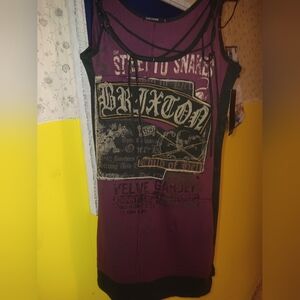 NWT SALVAGE "STILETTO SNAKES" BRIXTON Deep Purple With Grommets And Ties Top